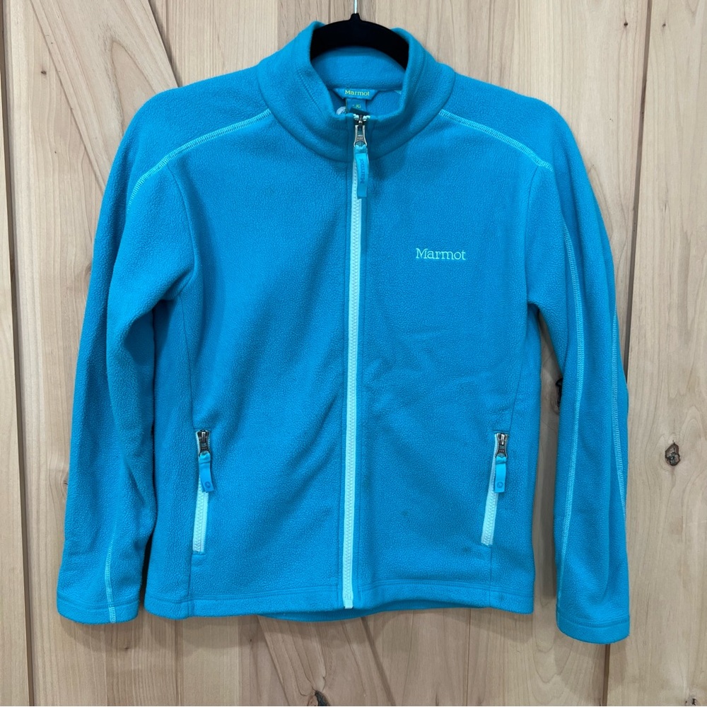 Marmot Fleece Zip Up Jacket Girls Size Large Blue - Picture 13 of 13